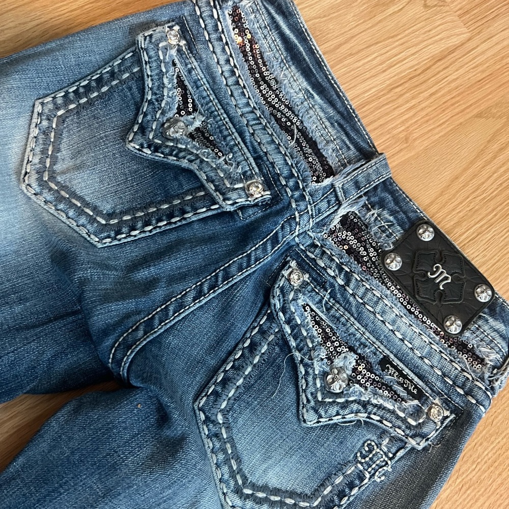 Miss Me Sequin Flare Jeans